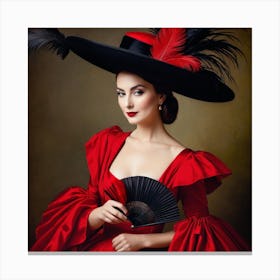 Renaissance Woman In Red Dress 4 Canvas Print