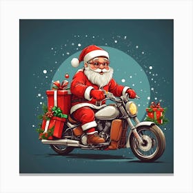 Santa Claus On A Motorcycle 1 Canvas Print