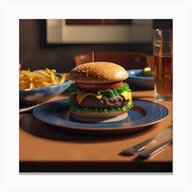 Hamburger On A Plate 94 Canvas Print