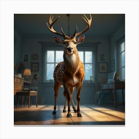 Deer In A Room 7 Canvas Print