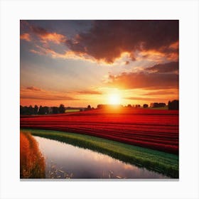 Sunset Over A Field 7 Canvas Print