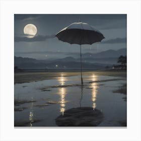 Umbrella In The Rain Canvas Print