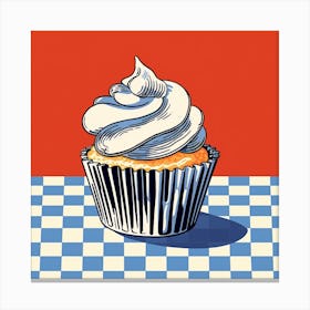 Cupcake Blue Checkerboard 6 Canvas Print