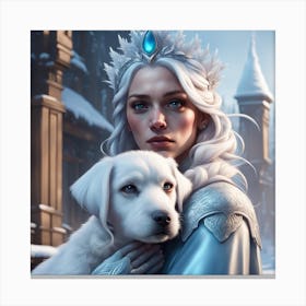 Ice Queen with dog Canvas Print