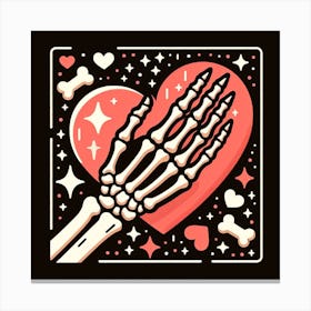 Skeleton Hand Holding A Heart Canvas Print