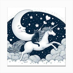 Valentine's Day Lovely Cat Riding a Unicorn 202 Canvas Print