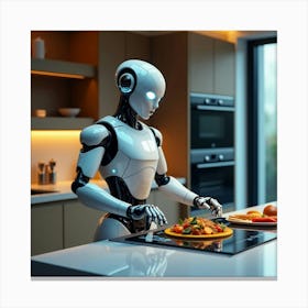 Flux Dev A Futuristic Sleek And Silver Robot With Glowing Blue 3 Canvas Print