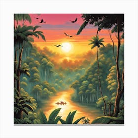 'Sunset In The Jungle' Canvas Print