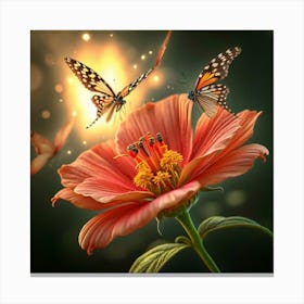 Butterfly On A Flower Canvas Print