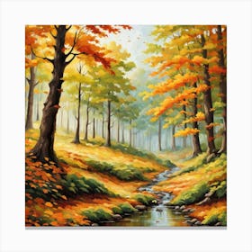 Forest In Autumn In Minimalist Style Square Composition 246 Canvas Print