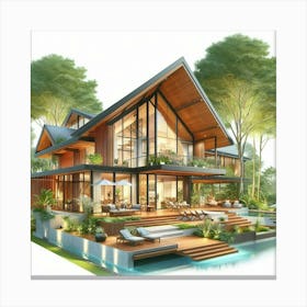Modern House In The Forest Canvas Print