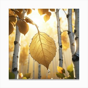 Autumn Leaves In Birch Forest Canvas Print