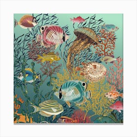 Coral Reef Deep Silence Square Canvas Print