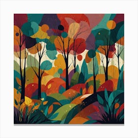 Colorful Trees In The Forest Canvas Print