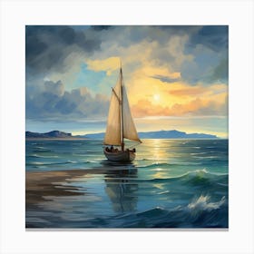 Sailboat At Sunset Canvas Print