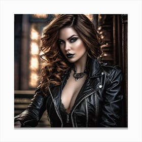 Beauty in Leather Jacket Canvas Print