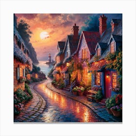 Village At Dusk Canvas Print