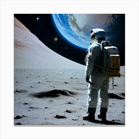 Surreal sci-fi Man on the Moon 1/6 Canvas Print