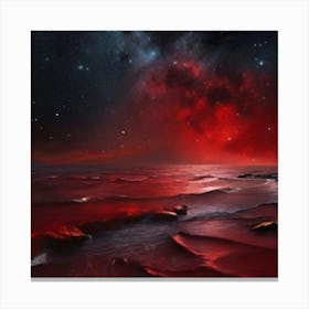 Red Starry Night Canvas Print