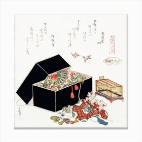Vintage Japanese Jewelry Box,  Katsushika Hokusai Canvas Print