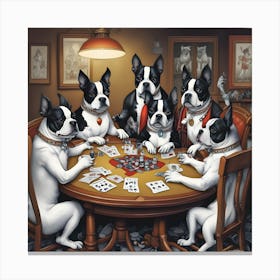 Boston Terriers Playing Poker~Reimagined 1 Canvas Print