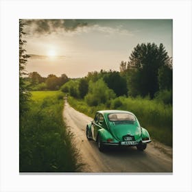 Vw Beetle On The Road Canvas Print