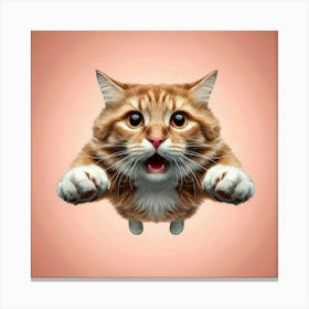 Cat Doing a Front Flip in Mid-Air with a Peach Background Canvas Print