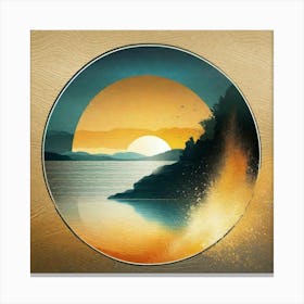 Sun over water circle bridge Canvas Print