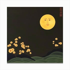 Moon And Flowers Canvas Print