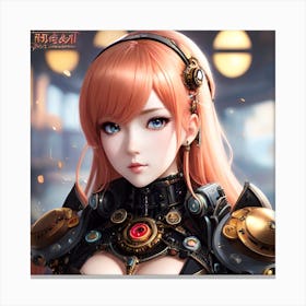 Surreal sci-fi anime cyborg limited edition 4/10 different characters Peach Haired Waifu Canvas Print