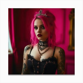 Gothic Girl With Pink Hair Canvas Print