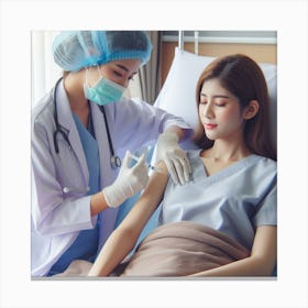 Female Doctor Giving Injection Canvas Print