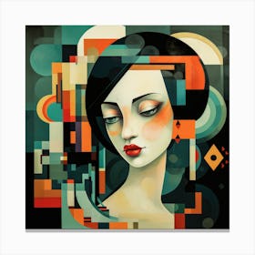 Cubism Shapes Asian Woman 03 Canvas Print