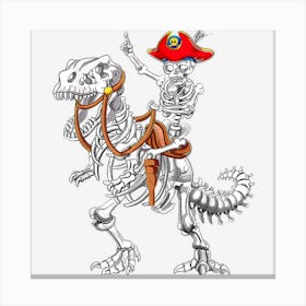 Skeleton Pirate Riding Dinosaur T Rex Halloween Kids Boy Men Canvas Print