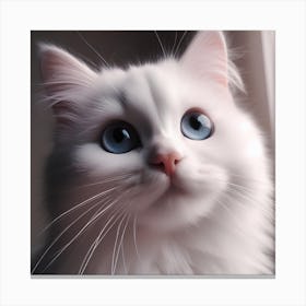 White Cat With Blue Eyes Canvas Print