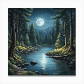 Moonlight In The Forest 1 Canvas Print