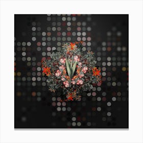 Vintage Autumn Crocus Floral Wreath on Dot Bokeh Pattern n.0638 Canvas Print