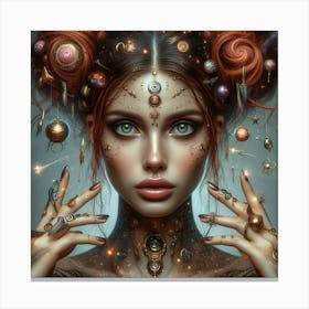 Girl With A Lot Of Jewelry Canvas Print