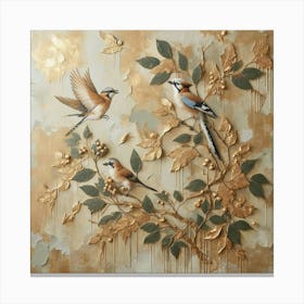 Birds On A Branch 3 Canvas Print