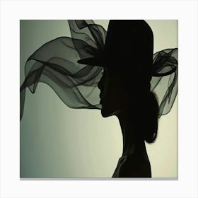 Silhouette Of A Woman In A Hat 1 Canvas Print