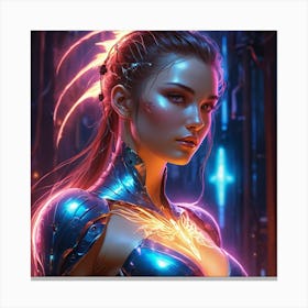Glowing Electric Girl 2 Canvas Print