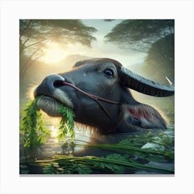 Water Buffalo Lunch Canvas Print