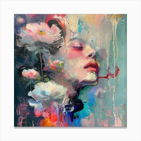 Abstract Of A Woman With Flowers Canvas Print