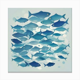School Of Blue Fish Canvas Print