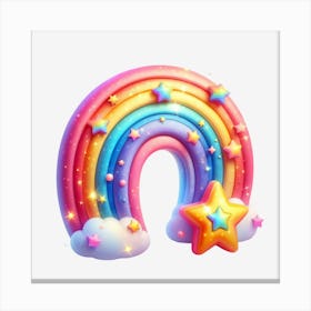 Rainbow With Stars Canvas Print