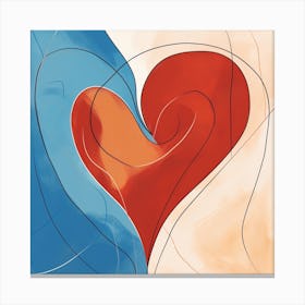 Swirl Brown & Blue Heart 3 Canvas Print