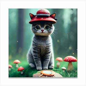 Cat In A Hat Canvas Print