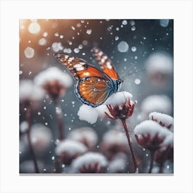 Butterfly In The Snow 2 Canvas Print