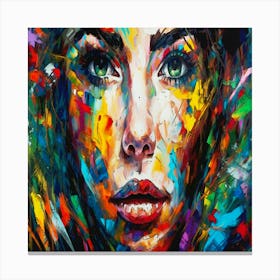 Sensual Symphony: Abstract Beauty in Vibrant Colors.Woman'S Face Canvas Print