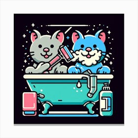 Cat In The Bath Canvas Print